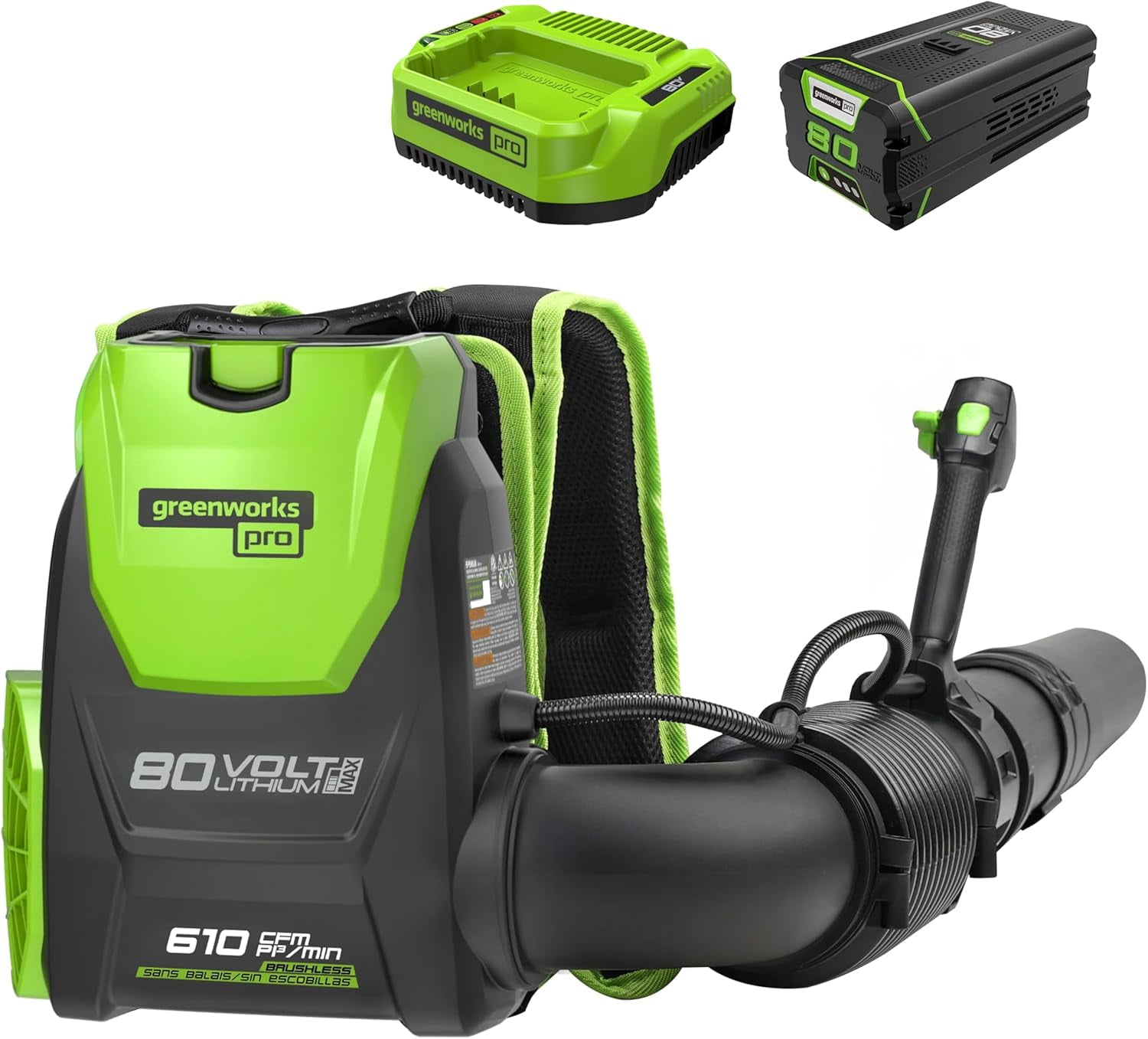 Greenworks 40V Brushless Backpack Blower (165 MPH / 660 CFM), 8.0