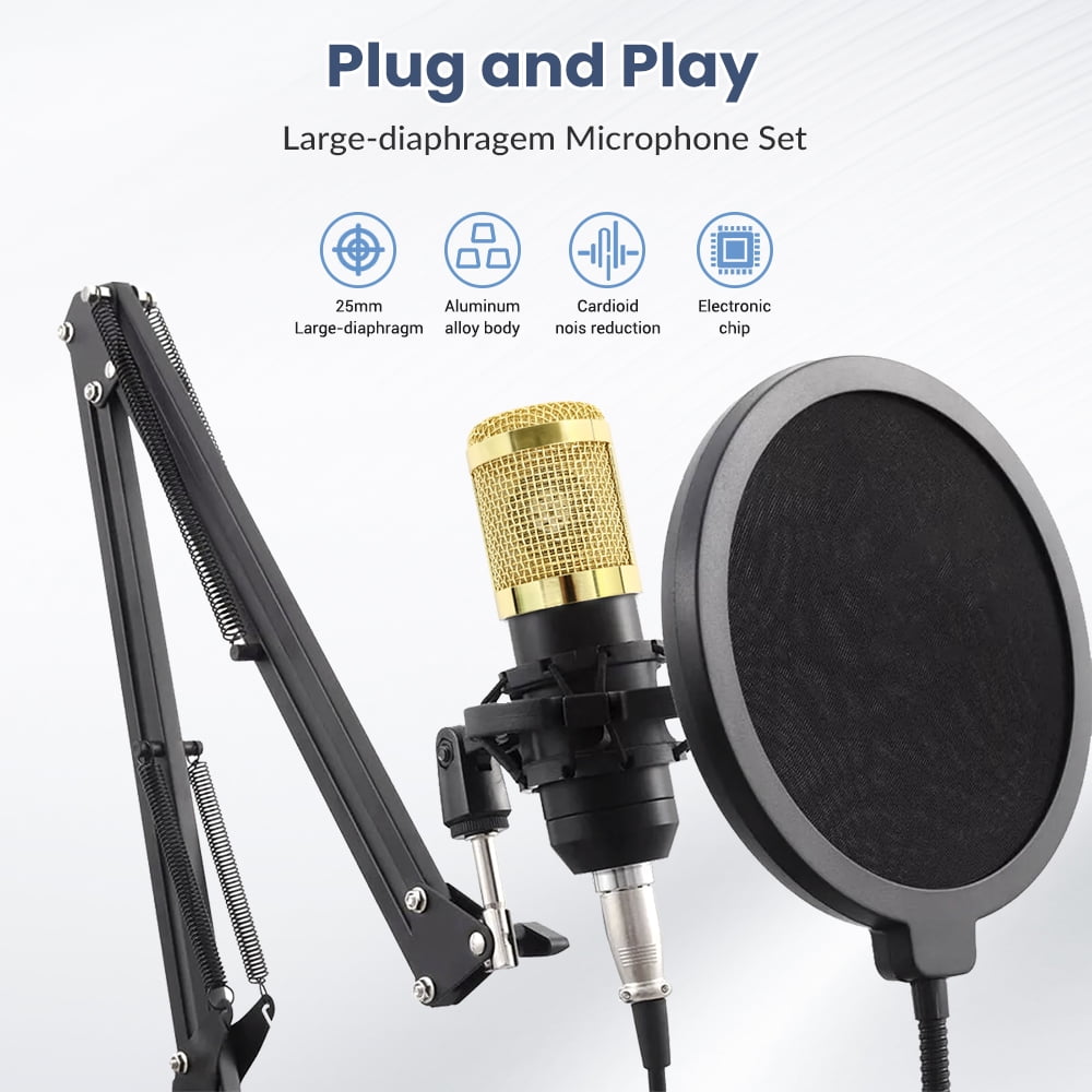 Podcast Microphone Equipment Bundle, Bm-800 Condenser Microphone with Voice Changer And V8 Sound Card, Streaming Podcasting , Complete Podcast Music Recording Equipment