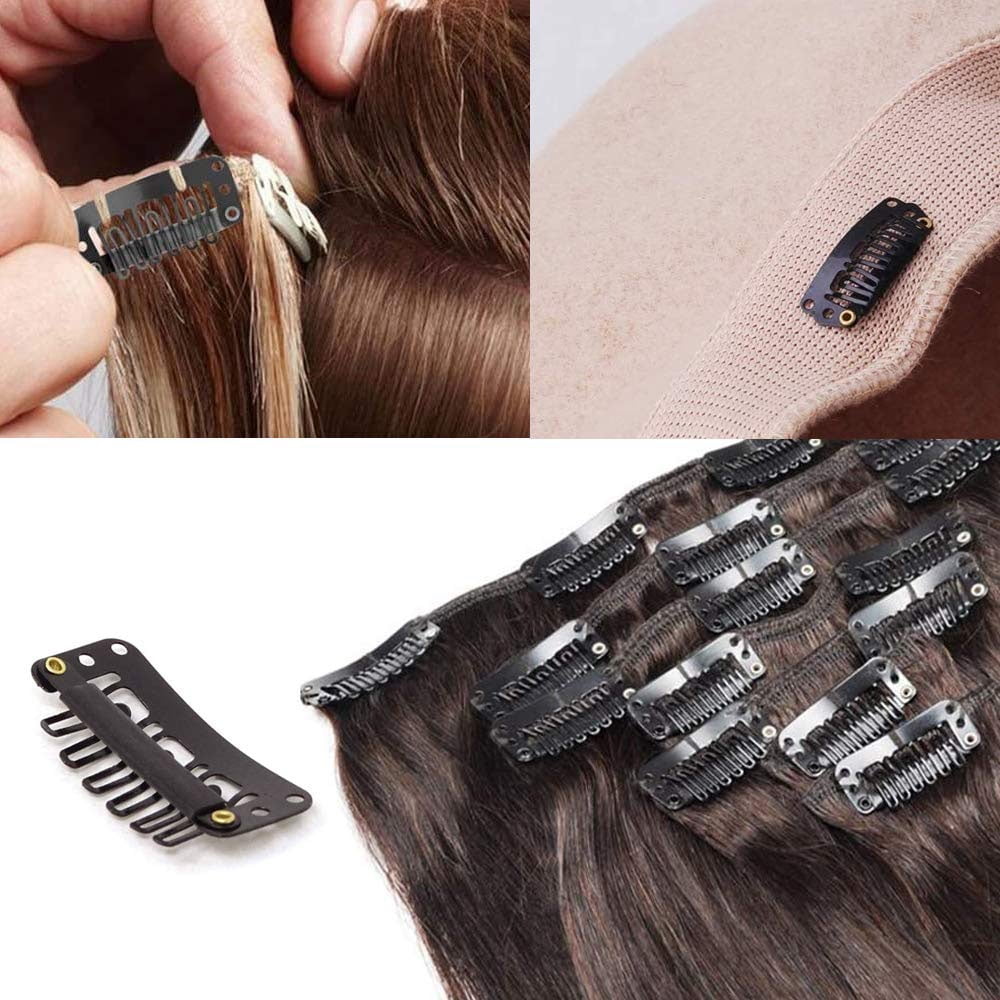 Extension Hair Clips Hair Pins Clip In Hair Extensions 12Pcs Metal Hair  Extension Clips U-Shape Wig Clips 1.38 Inch 10 Teeth Comb Clips Anti-Slip  Snap