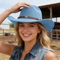 thumbnail image 2 of OJSFQUFP Cowboy Hat for Women and Men with Shapeable Wide Brim Cattleman Western Hats for Cowboys And, 2 of 3