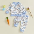 thumbnail image 2 of Sgkm Infant Girl Outfits 4t Girl Easter Clothes Easter Egg Print Sweatshirt and Carrot Sweatpant Toddler Baby Graphic Outfit, 2 of 7