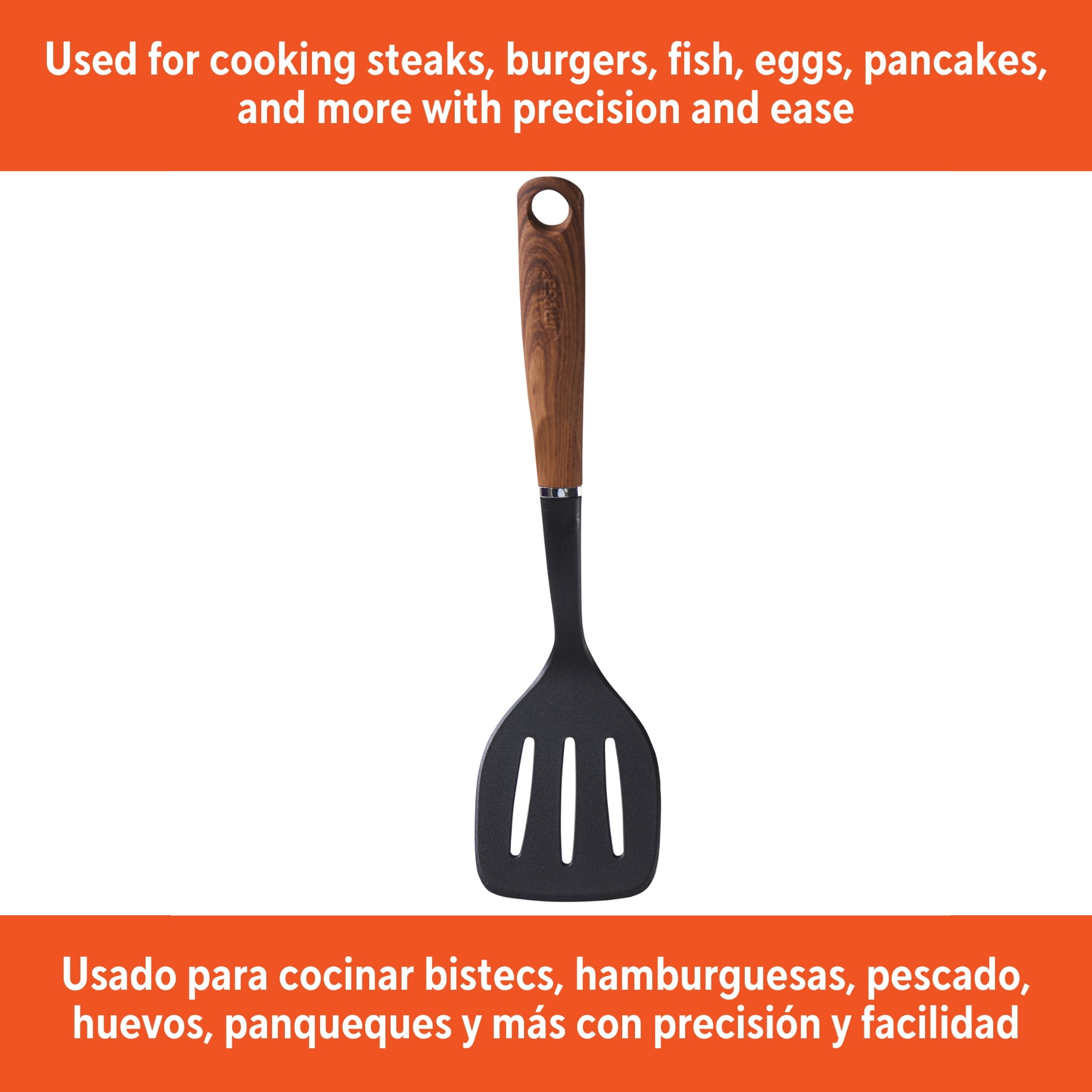 (2 pack) IMUSA Chef WL Slotted Turner with Wood Look Handle