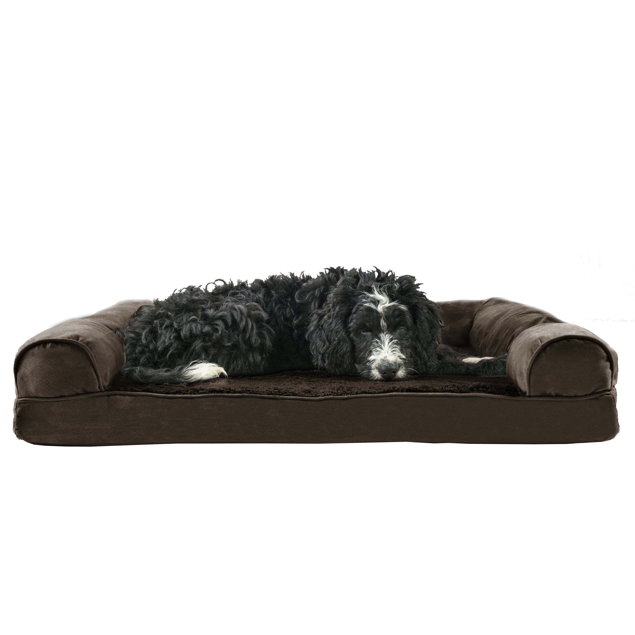 FurHaven Pet Dog Bed Memory Foam Plush & Suede Couch SofaStyle Pet