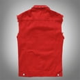 thumbnail image 3 of BiZtdJrK Mens Slim Fit Denim Vest Lapel Button Down Sleeveless Casual Jean Jackets Big and Tall Fashion Streetwear Vests with Rivets Red L, 3 of 9