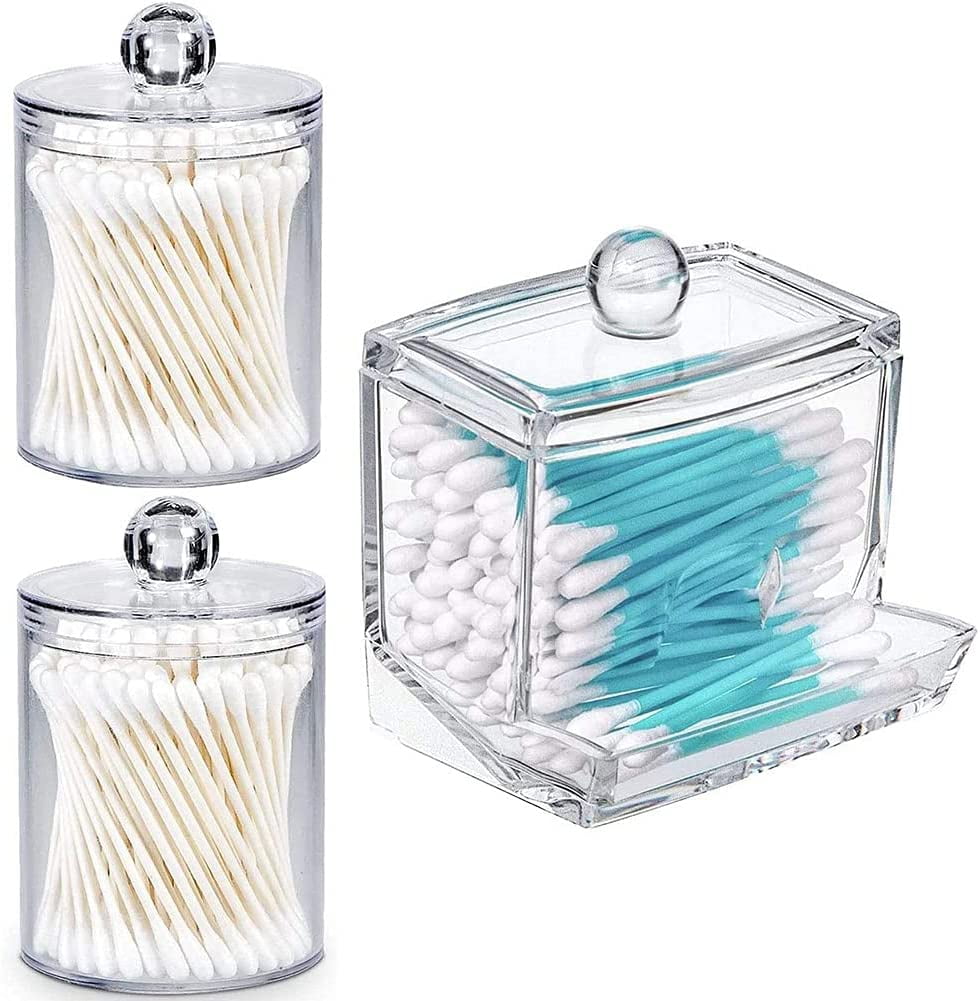 Qtip Holder Cotton Swab Holder Storage Dispenser, Clear Cotton Ball