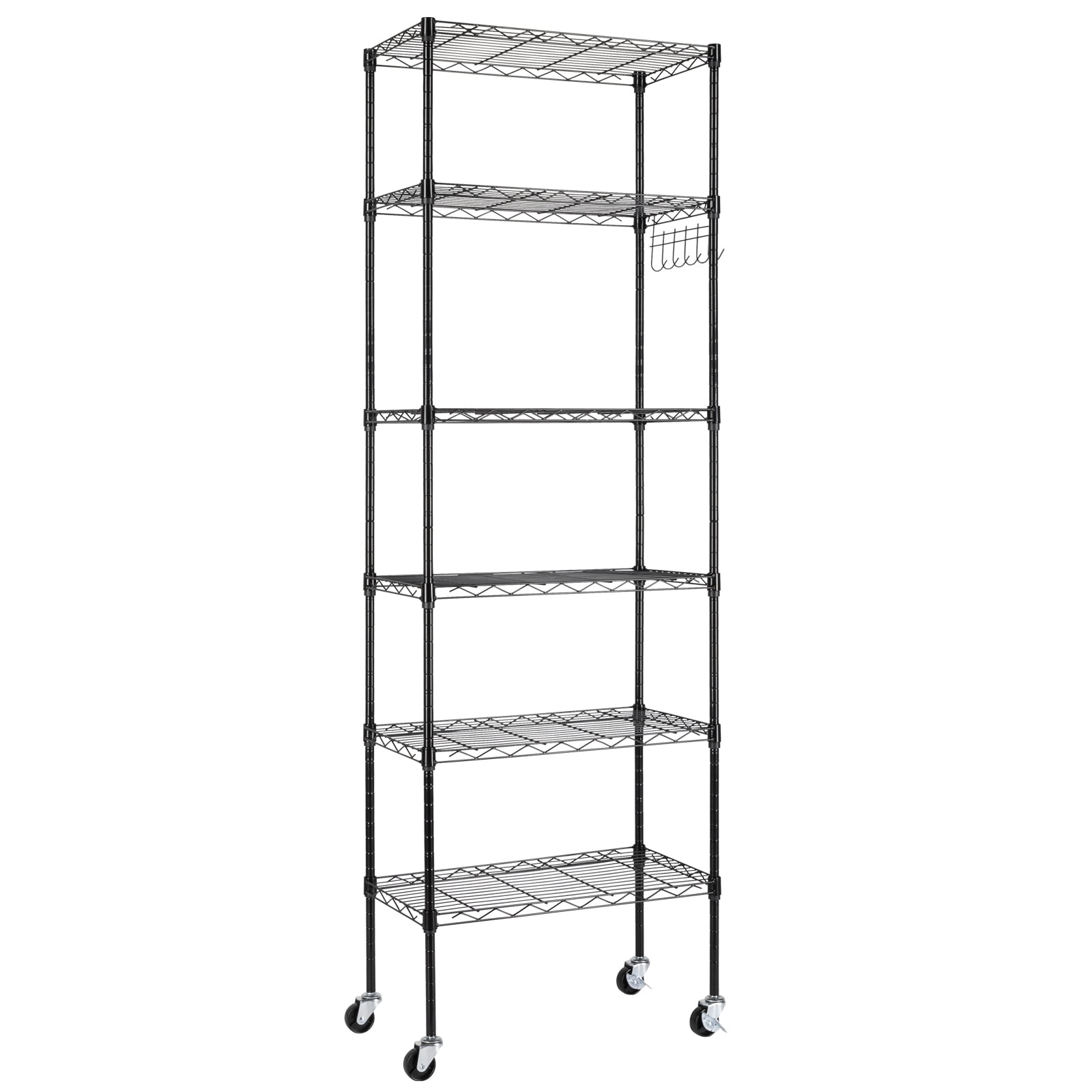 Ktaxon 6 Tier Wire Shelves, Adjustable Steel Storage Rack Organizer for Kitchen Garage Bathroom, 21.6"W x 11.8"D x 65"H, Black