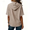 thumbnail image 3 of Fancifize Short Sleeve Hoodies for Women V Neck Striped Button Down Shirts Casual Loose Blouses Summer Hooded Tops, 3 of 5