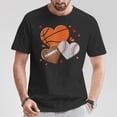 thumbnail image 2 of Heart Football Basketball Baseball Valentine’s Day T-Shirt – Sports Lover’s Holiday Tee for Boys and Men, Cute Multi-Sport Love Graphic Shirt, 2 of 3