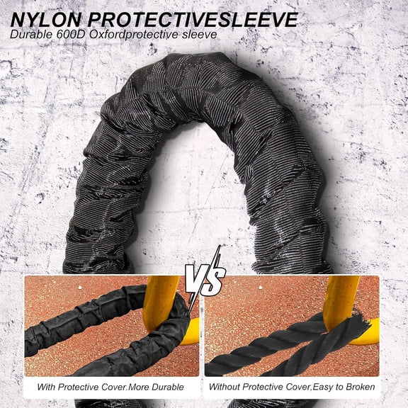 Battle Rope 1/1.26/1.5/2 Inch Diameter,Pink 30FT/40FT/50FT Exercise Workout Ropes for Home Gym Heavy Weighted Training Rope for Working Out