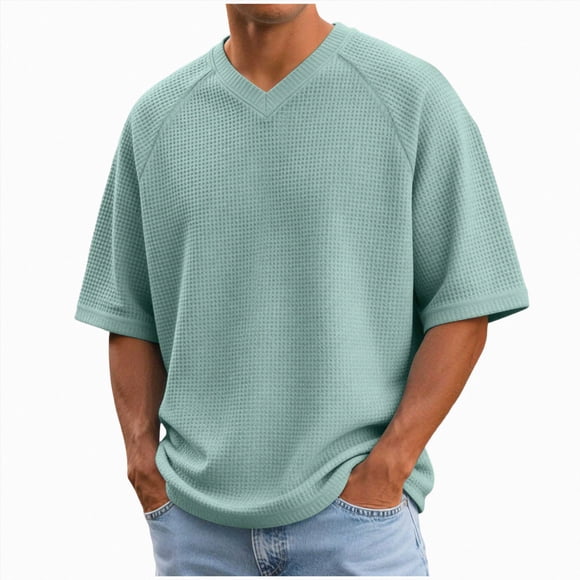 Ymyiu Men Graphic T Shirts Men's T Shirt Pocket Heavyweight Pocket Tee for Men Full-Cut T-Shirt Size S(Green, S)