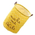 thumbnail image 3 of Cesta de lavandería de lino y algodón plegable, redonda, para guardar ropa sucia, para el hogar, dormitorio, color amarillo, 3 of 12