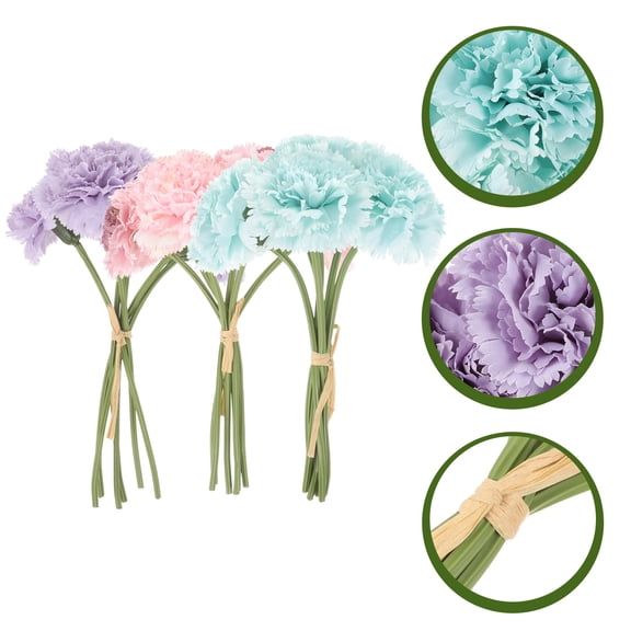 FRCOLOR  3 Bunches Carnation Bouquet Centerpieces Artificial Flower Office
