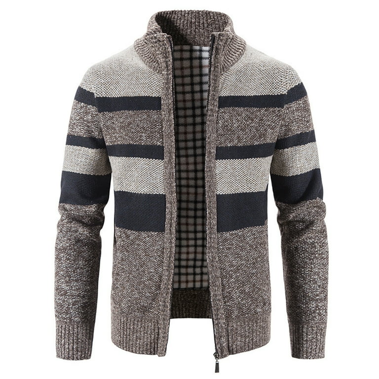 Mens lined hotsell knitted cardigan