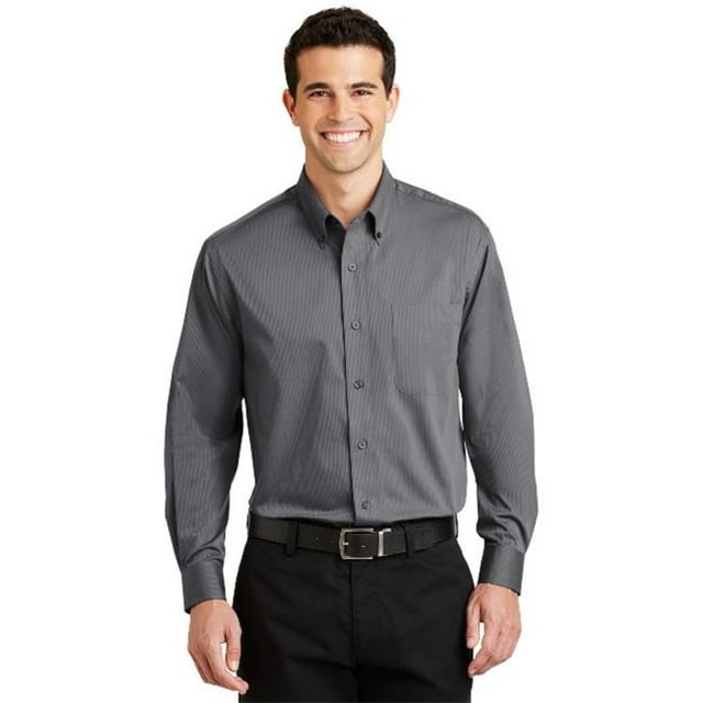 Port Authority S613 Mens Tonal Pattern Easy Care Shirt, Grey - Extra Small