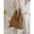 thumbnail image 3 of Boho Straw Bags for Women Large Woven Tote Bag Straw Beach Bag Shoulder Bags Vacation Purse Handbags Summer Straw Hobo Bag, 3 of 7