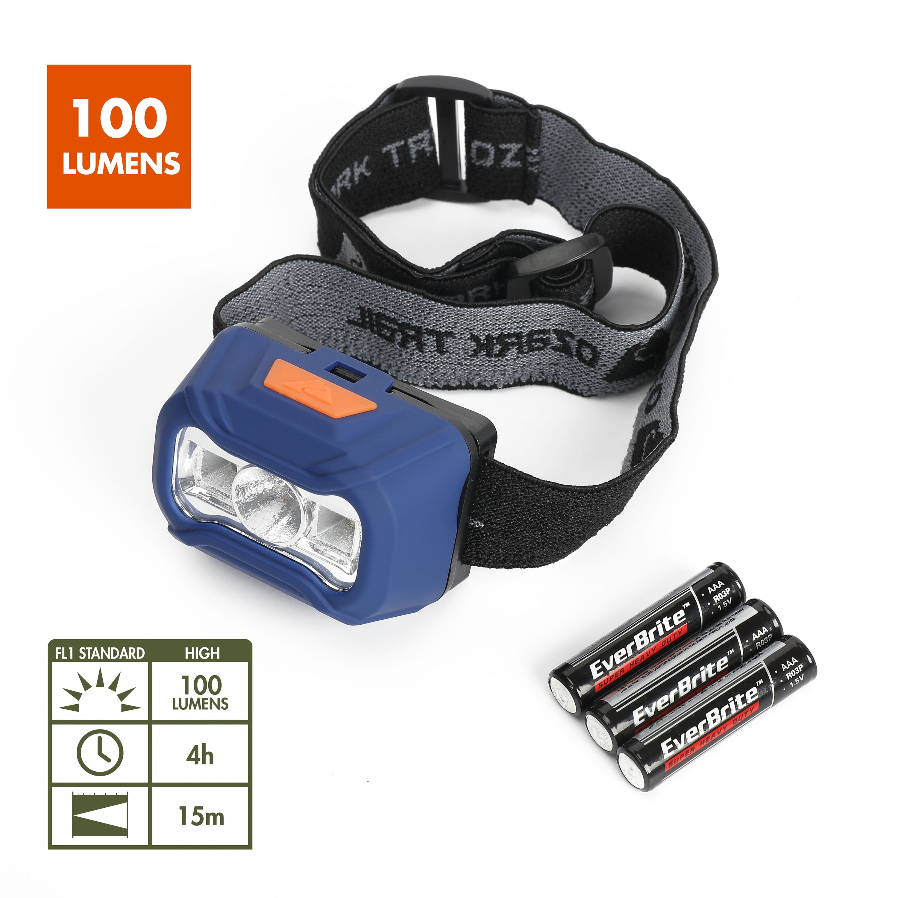 ik wil Digitaal Adelaide Ozark Trail LED 100 Lumens Headlamp, Blue, 3AAA batteries included, Model  31639 - Walmart.com