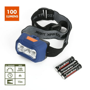 Ozark Trail LED 100 Lumens Headlamp, Blue, 3AAA batteries included, Model 31639