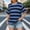 #Blue, variant on Men's Striped Crewneck Short Sleeve Soft Elastic Basic Pullover Tee Shirt,Black White Stripe,Blue,Size S
