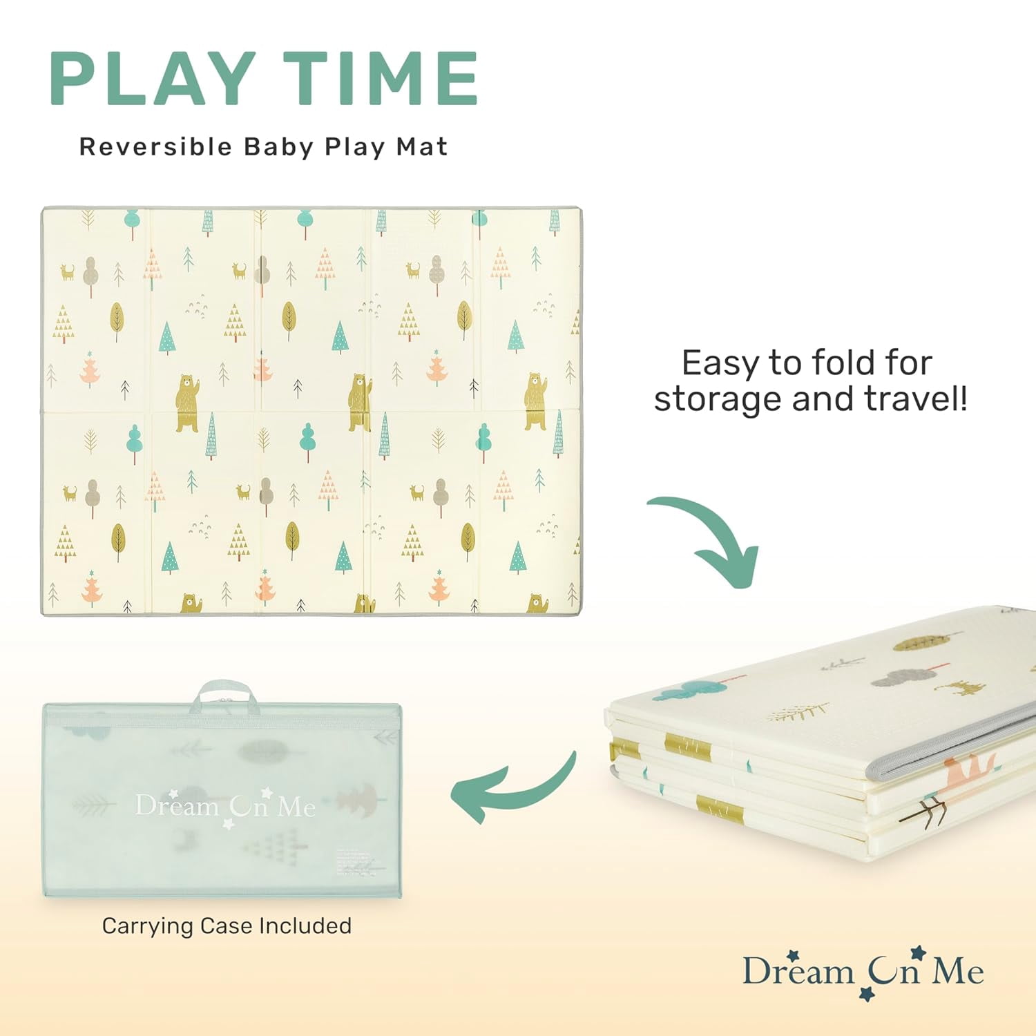 Reversible  Playmat, Foldable  Large Thick Foam Crawling Playmats for Toddlers, Waterproof Portable Playmat for Babies