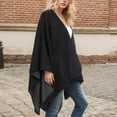 thumbnail image 4 of Women's Reversible Poncho Shawl Wrap Warm Winter Cape with Geometric Pattern Elegant and Stylish, 4 of 5