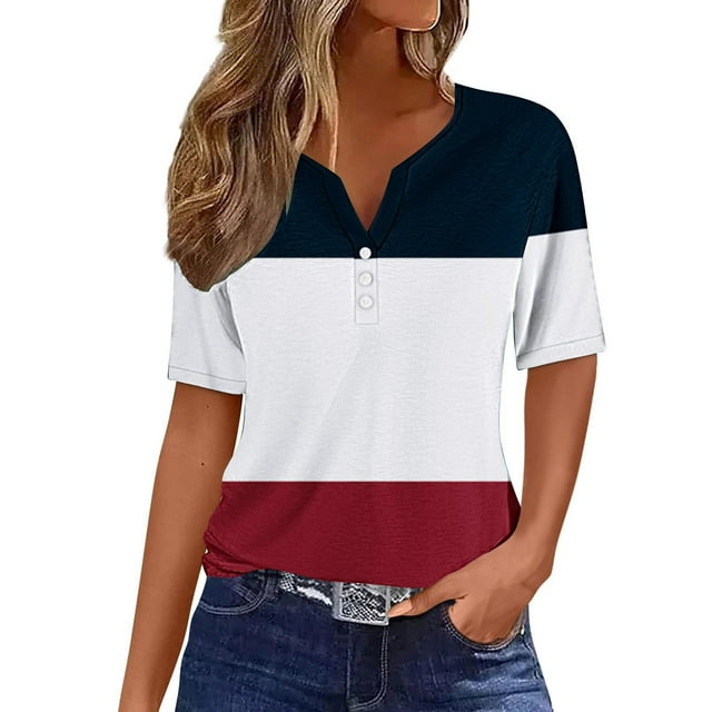 Women's Casual Printed V-Neck Short Sleeve Button-Down Blouse Top, Lightweight and Comfortable, Stylish Floral Design for Spring and Summer, Perfect for Casual Wear, Relaxed Fit for Everyday Use