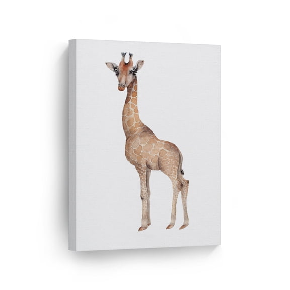 Smile Art Design Pretty Cute Giraffe Watercolor Painting Illustration Portrait Safari Animal Canvas Wall Art Print Living Room Bedroom Kids Girl Boy Baby Nursery Room Decor - 40x30