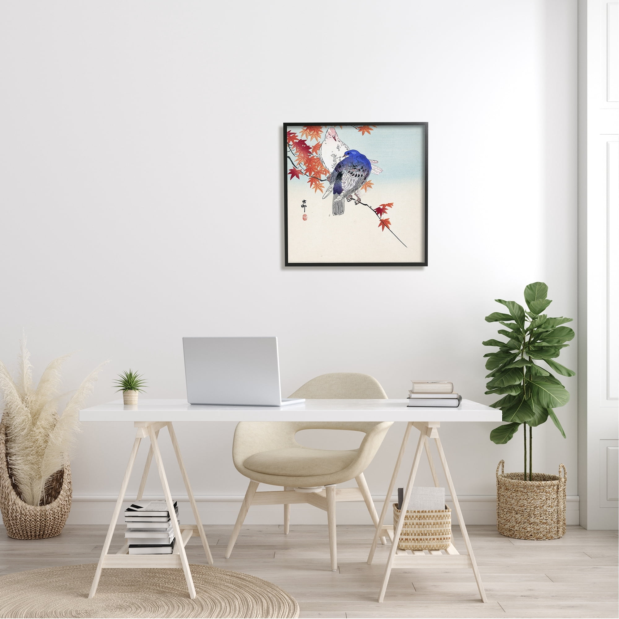 Stupell Industries Pigeons Ohara Koson Classical Painting Bird Portrait Painting Black Framed Art Print Wall Art, Design by one1000paintings