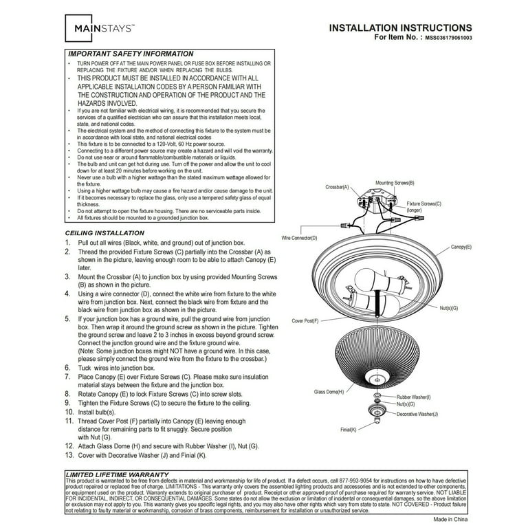 Flush Mount Ceiling Light Installation Instructions | Shelly Lighting