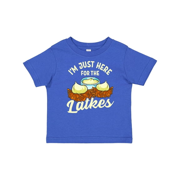 Inktastic Hanukkah Funny Here for Latkes Boys or Girls Toddler T-Shirt