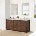thumbnail image 3 of Jakarta 72" Bath Vanity in Aged Dark Brown Oak with Silk White Quartz Stone Top, 3 of 16
