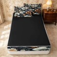 thumbnail image 4 of Erosebridal Vintage Flower Zipper Queen Comforter Set with Fitted Sheet and 2 Pillowcases, Traditional Blossom Zipper Bedding Set, Black Reversible, Navy Terracotta, Black Reversible, 4 of 7