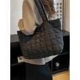 thumbnail image 3 of LAVA Women Puffer Bag Crossbody Quilted Tote Bag Large Capacity Puffy Shoulder Bag Handbag for Travel Gym Black, 3 of 11