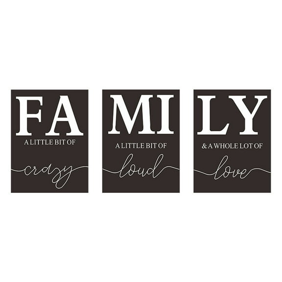 Home Family Wall Decor, Set of 3 Inspirational Canvas Prints Black and White Framed Canvas Art Paintings Wood Wall Decoration for Dining Room Bedroom Living Room 12"x16"