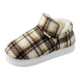 thumbnail image 2 of Checkered Booties Slippers for Women Warm Fleece Lined House Shoes Memory Foam Indoor Outdoor Plaid Fuzzy Boots, 2 of 6