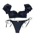 thumbnail image 5 of Gibobby Conjunto de Bañador Sexy Traje de baño de color sólido con relleno Bikini Conjunto de traje de baño para mujer Ropa de playa Trajes de baño de do(Negro,CH), 5 of 5