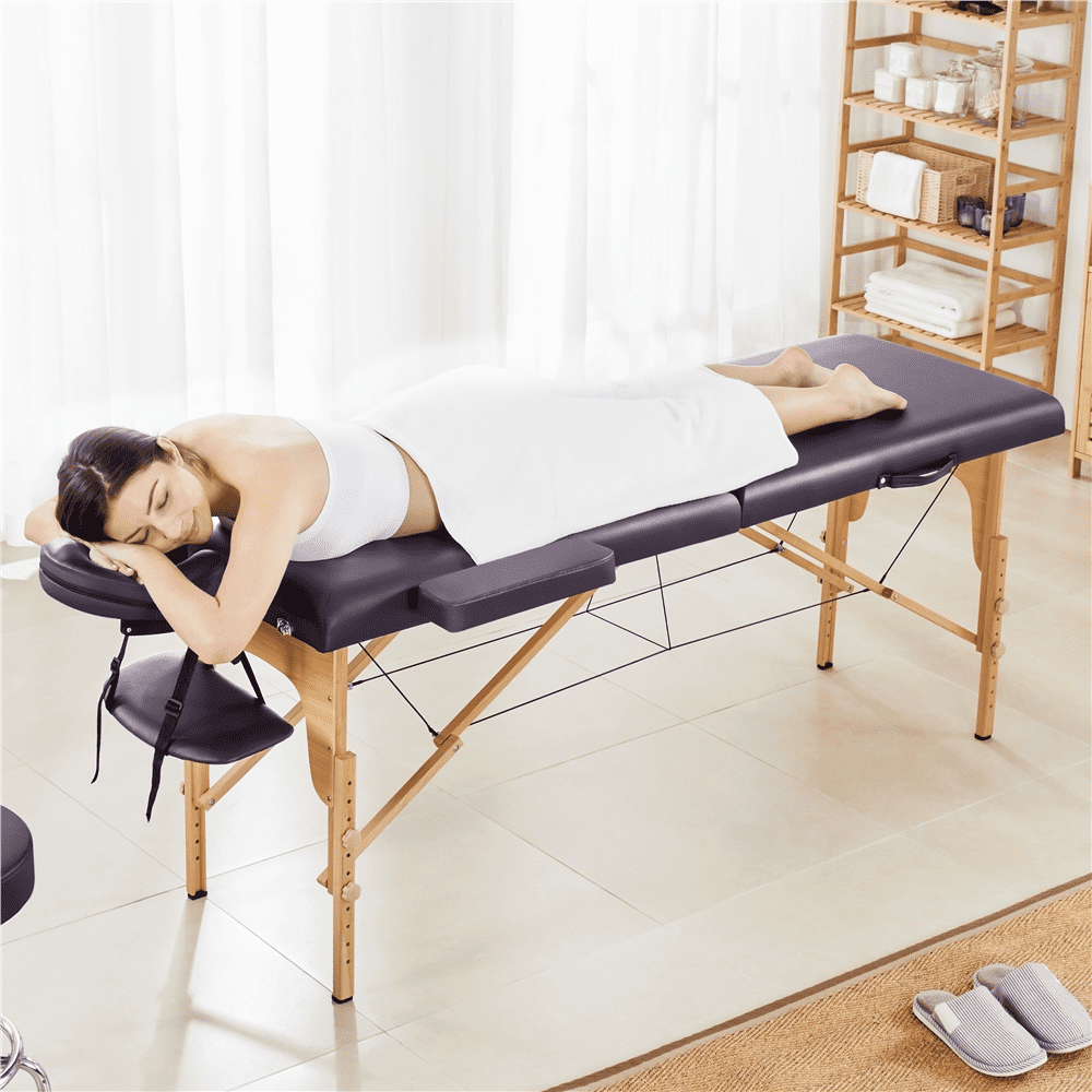 Renwick Adjustable Massage Bed with Headrest and Armrest, Lavender