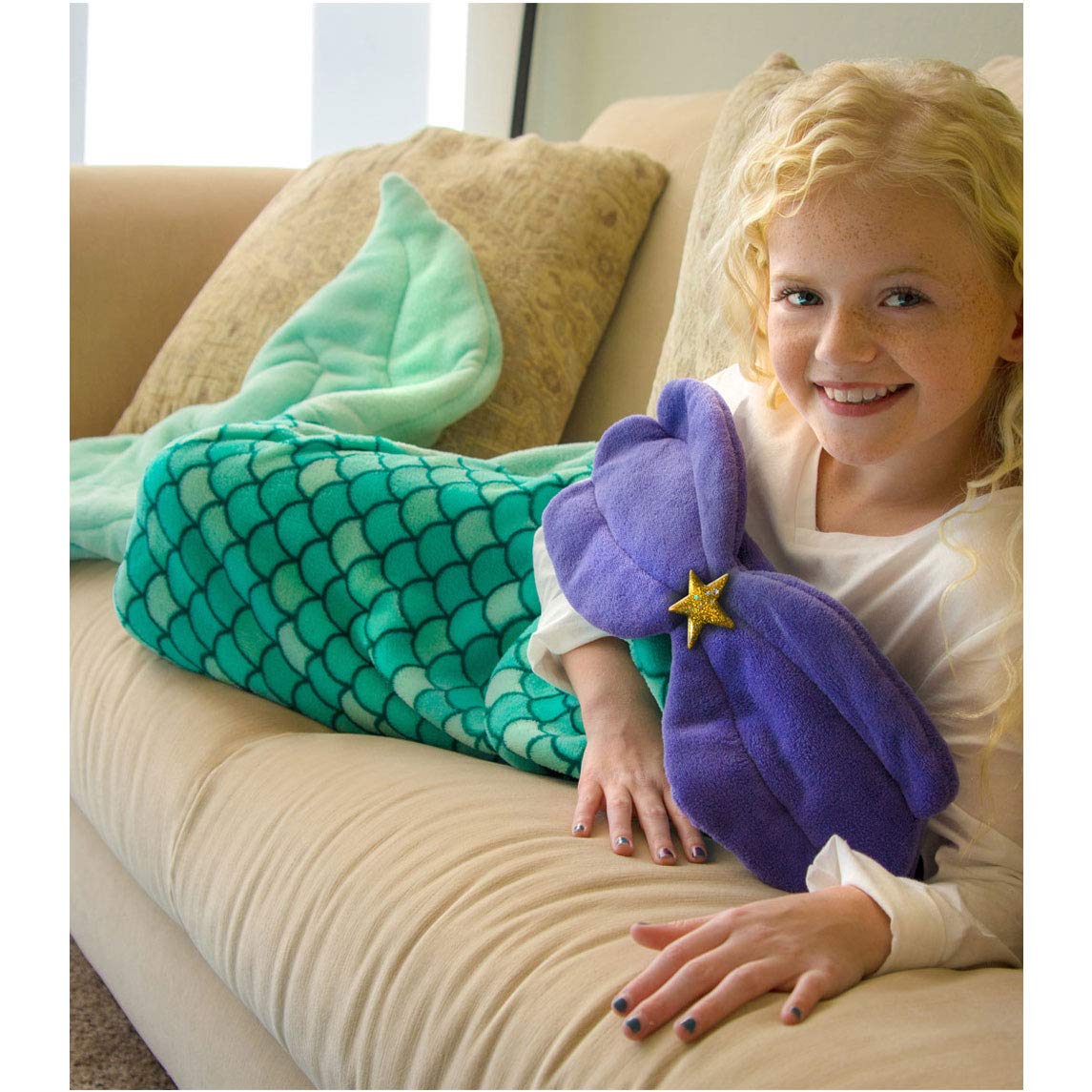Mermaid Tail Blanket for Kids Cuddle Tails (Kids, Bikini Beach