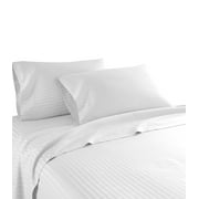 Hotel Luxurious 1200 Thread Count 100% Egyptain Cotton 4-Piece Deep Pocket Stripe Sheet Set (King, White)