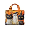 thumbnail image 2 of Shadoumai Halloween Quilted Tote Bag for Women, Pumpkin Black Cat Witch Hat Print Large Spacious Handbag, Reusable Shopping Bag, 2 of 6