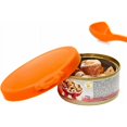 thumbnail image 2 of 3 tapas universales de silicona para latas de comida para mascotas, se adaptan a la mayoría de latas para perros y gatos, sin BPA (naranja), 2 of 5