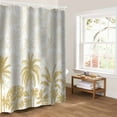thumbnail image 5 of Palm Trees Bathroom Curtain 72 Inch Shower Curtain with Hooks, Yellow Tropical Plants Summer Forest Scenery Waterproof Polyester Bath Curtain Washable Bathtub Curtain 66''x 72'', 5 of 6