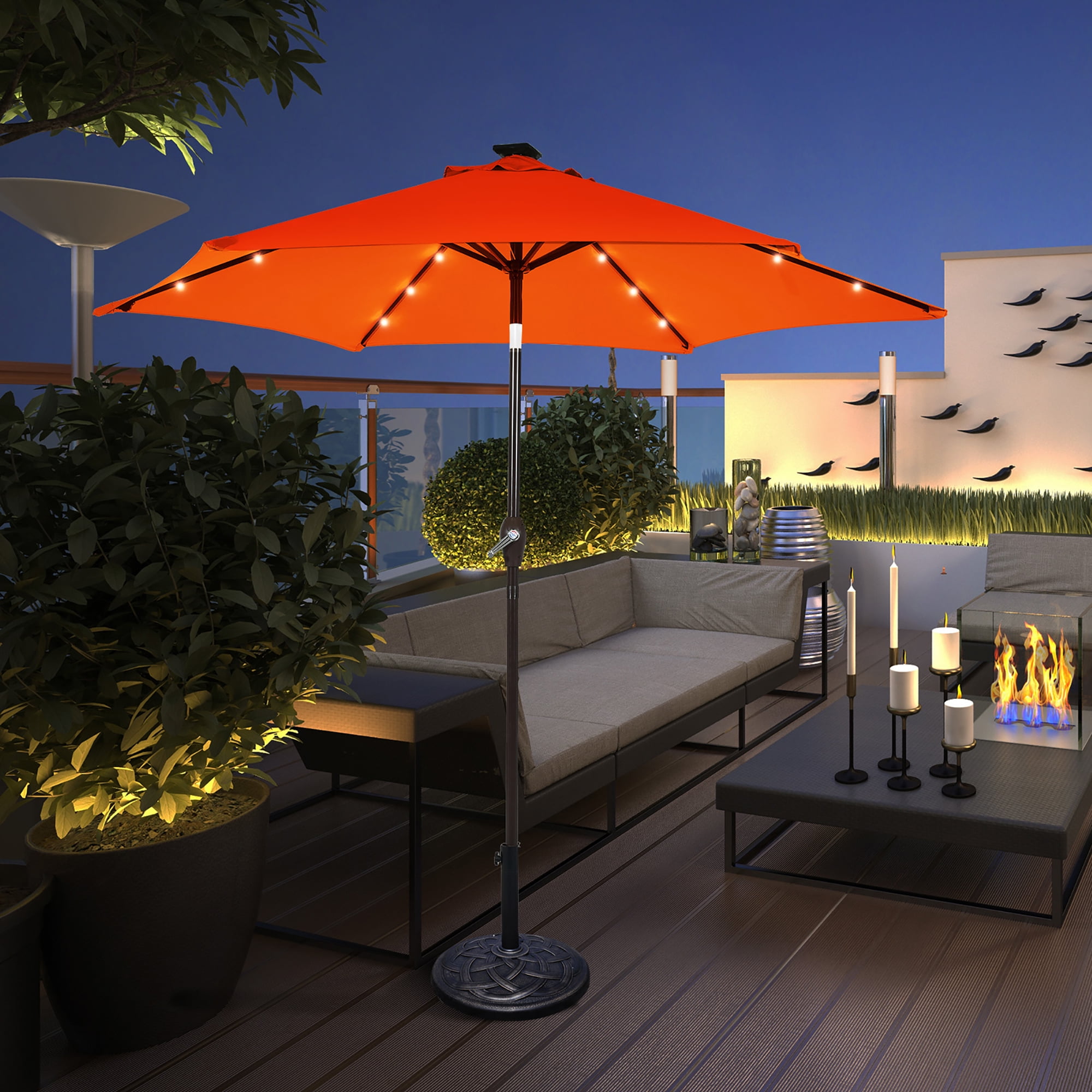 9 gorman lighted patio umbrella Outsunny 9' x 7' Solar Umbrella, LED Cream White The patio umbrella is made of 100% polyester Nature Spring 9' Patio Umbrella