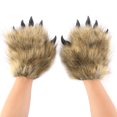 thumbnail image 3 of Yvsxxv Khaki Plush 3D Animal Paw Winter Warm Gloves Cute Handwear, 3 of 7