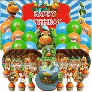 Dinosaur Train Party Supplies Decor Backdrop Cake Topper Plates Balloons Banner Decorations Tableware