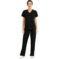 thumbnail image 4 of Minty Mint, Women's, V Neck Stretch Medical Scrub Set w Side Panels, Black, XXL, 4 of 5