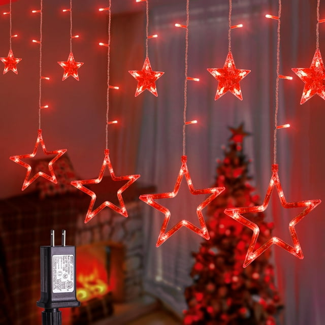 Luz de Estrella de Hielo Navideña MYGOTO Roja 126 LED 2.5m Interior/Exterior