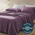 thumbnail image 6 of Sleep Zone Nanotex Super Soft Cooling Queen Bed Sheets Set 4 Piece - Easy Care Fitted Flat Sheet & Pillowcase Sets - Wrinkle Free, Fade Resistant, Deep Pocket 16" (Purple, Queen), 6 of 6