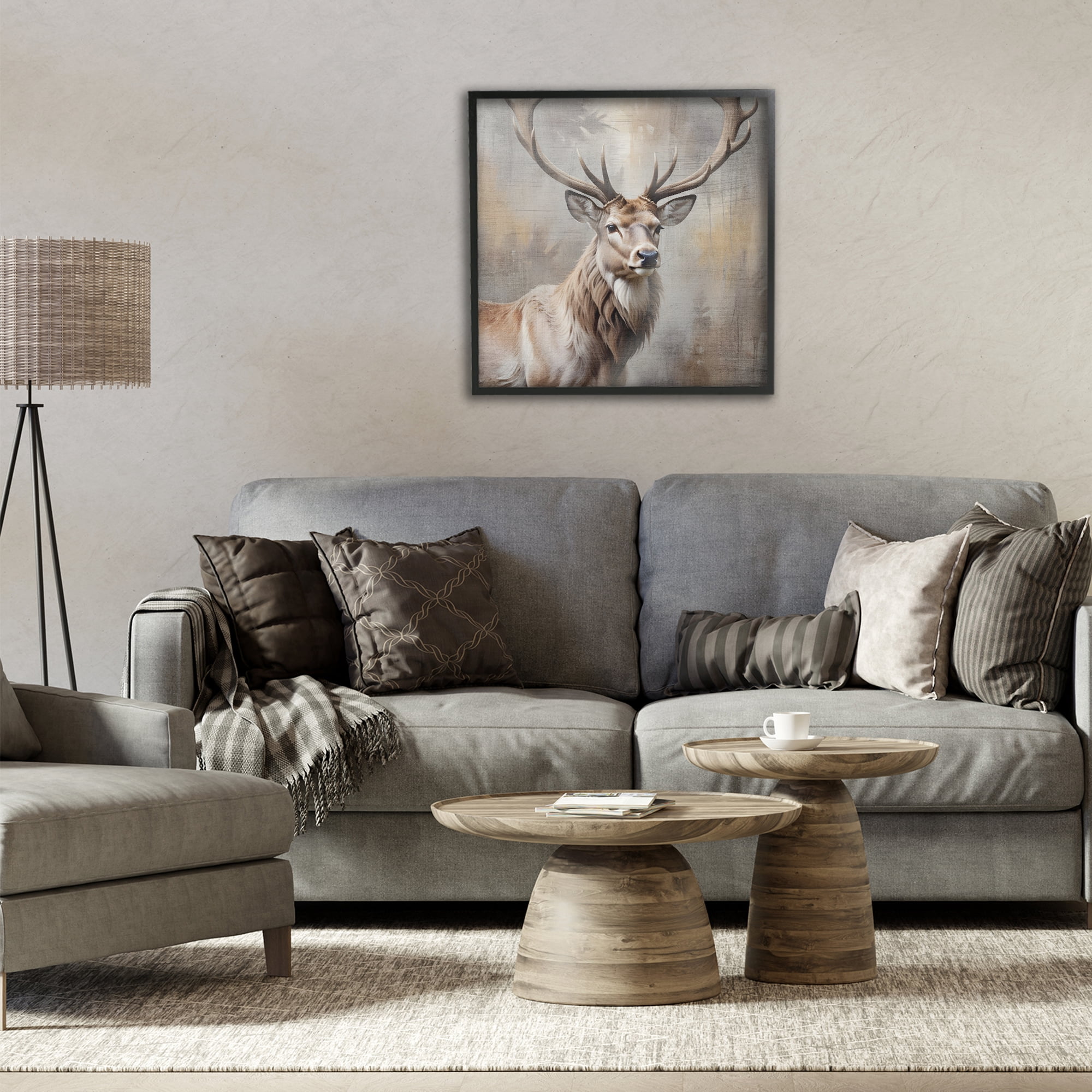Stupell Industries Rustic Stag with Majestic Glance Black Framed Giclee Art, design by Susan Arnot