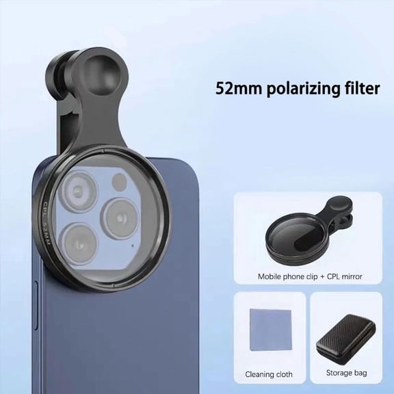 52mm Mobile Photography Polarizer Lens Filter Clip CPL Polarizer Anti Reflection HD Coating Universal