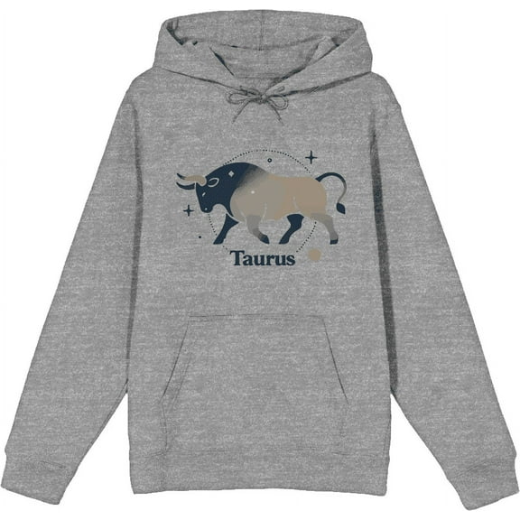 Taurus Zodiac Sign Adult Heather Gray Long Sleeve Hoodie-Medium